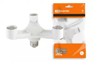 ЭЛМАКС - Переходник Е27-3хЕ27, белый, TDM элмакс, электротехника, кабель, светотехника, elmax.pro