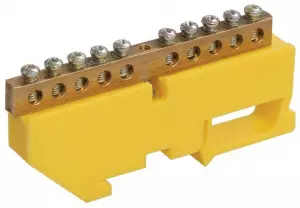 ЭЛМАКС - Шина PE "земля" на DIN-изол. ШНИ-6х9-10-Д-Ж IEK YNN10-69-10D-K05 элмакс, электротехника, кабель, светотехника, elmax.pro