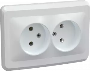 РС12-2-ВБ Розетка 2местн. без з/к без защ.штор. 10А ВЕГА (белый) IEK