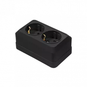 Розетка двойная с заземлением BOLLETO черная накладная 7128B IN HOME