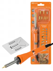 ЭЛМАКС - Набор для выжигания "Мастер", паяльник 30 Вт, 230 В, 9 декоративных насадок, подставка, блистер, TDM элмакс, электротехника, кабель, светотехника, elmax.pro
