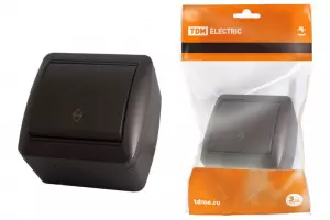 ЭЛМАКС - Выключатель на 2 направления 1-кл. открытой установки IP44 10А шоколад "Селигер" TDM элмакс, электротехника, кабель, светотехника, elmax.pro