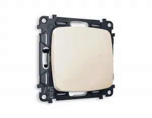 ЭЛМАКС - Комплект механизма 1-клавишного проходного выключателя OMEGA MO301020 Бежевый глянец 10A-250V QUANT  элмакс, электротехника, кабель, светотехника, elmax.pro