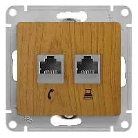 ЭЛМАКС - GLOSSA РОЗЕТКА двойная RJ11+RJ45, кат.5E, механизм, ДЕРЕВО ДУБ элмакс, электротехника, кабель, светотехника, elmax.pro