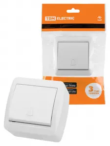 ЭЛМАКС - Кнопка звонковая открытой установки IP44 6А белая "Селигер" TDM элмакс, электротехника, кабель, светотехника, elmax.pro
