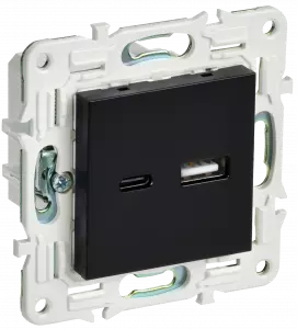 ЭЛМАКС - SKANDY Роз. USB A+C 3,1А SK-R14Bl черн. IEK элмакс, электротехника, кабель, светотехника, elmax.pro