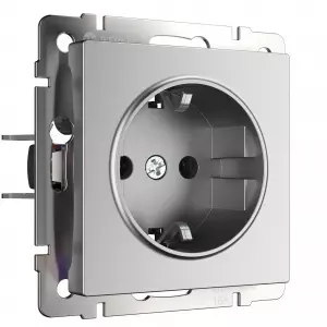 ЭЛМАКС - W1171065/ Розетка с заземлением (серебряный матовый) элмакс, электротехника, кабель, светотехника, elmax.pro