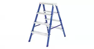 Лестница-стремянка стальная двусторонняя, 4 ступени, H=88,5 см, вес 5,3 кг