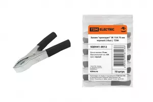 ЭЛМАКС - Зажим "крокодил" ЗК 15А 75мм черный (10шт) TDM элмакс, электротехника, кабель, светотехника, elmax.pro