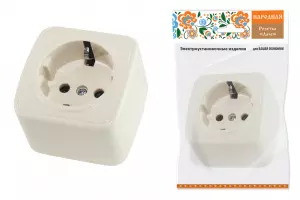 ЭЛМАКС - Розетка 2П+З открытой установки IP20 16А, сл. кость "Дача" Народная элмакс, электротехника, кабель, светотехника, elmax.pro