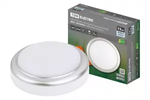 ЭЛМАКС - Светильник накладной LED ДПО "Антарес" 15Вт 4000К круг 180*66 мм мат.серебро IP54 TDM элмакс, электротехника, кабель, светотехника, elmax.pro