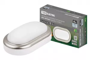 ЭЛМАКС - Светильник накладной LED ДПО "Антарес" 8Вт 4000К овал 168*100*58 мм мат.серебро IP54 TDM элмакс, электротехника, кабель, светотехника, elmax.pro