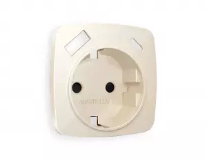 ЭЛМАКС - Лицевая панель OMEGA (Бежевый глянец) для электрической розетки с заземлением со шторками 2USB тип A элмакс, электротехника, кабель, светотехника, elmax.pro