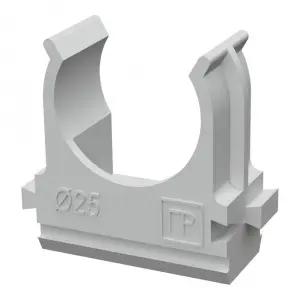 Крепёж-клипса для труб d25 мм безгалогенная (HF) атмосферостойкая серая (100шт/1000шт уп/кор) Промру Крепёж-клипса для труб d25 мм безгалогенная (HF) атмосферостойкая серая (100шт/1000шт уп/кор) Промру