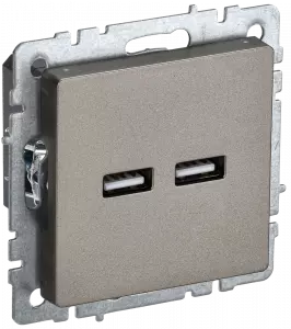 ЭЛМАКС - BRITE Роз. USB A+A 3,1А РЮ10-1-БрШ шамп. IEK элмакс, электротехника, кабель, светотехника, elmax.pro