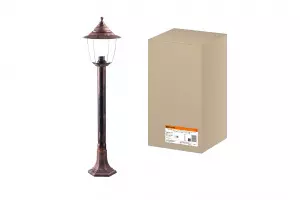 ЭЛМАКС - Светильник Прага Эл-11-73-100М 60 Вт Е27 напольный на стойке h-1.0 м медь, прозрачный плафон TDM элмакс, электротехника, кабель, светотехника, elmax.pro