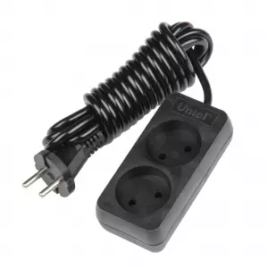 ЭЛМАКС - S-CD2-3 BLACK Удлинитель серии Standart, шнур 3м., 2 гнезда, б/з. Черный. TM Uniel элмакс, электротехника, кабель, светотехника, elmax.pro