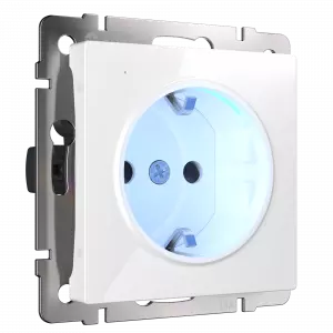 ЭЛМАКС - W1171401/ Розетка с подсветкой (белый) элмакс, электротехника, кабель, светотехника, elmax.pro