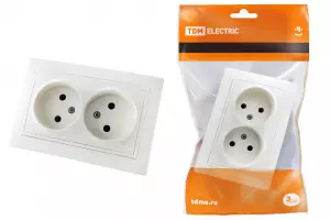 ЭЛМАКС - Розетка двойная 2П 10А 250В белая "Таймыр" TDM элмакс, электротехника, кабель, светотехника, elmax.pro