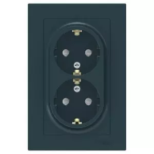 ЭЛМАКС - ATLASDESIGN РОЗЕТКА двойная с заземлением со шторками, 16А, в сборе, ИЗУМРУД элмакс, электротехника, кабель, светотехника, elmax.pro
