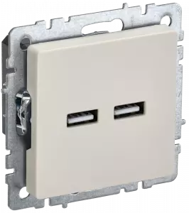 ЭЛМАКС - BRITE Роз. USB A+A 3,1А РЮ10-1-БрКр беж. IEK элмакс, электротехника, кабель, светотехника, elmax.pro