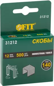 Скобы закаленные Профи, широкие, прямоугольные, ширина 10,6 мм, 12 мм 500 шт. (FIT IT)