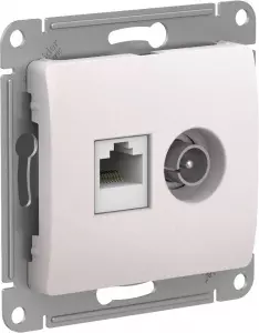 GLOSSA РОЗЕТКА двойная ТВ + компьютерная RJ45, кат. 5Е, механизм, ПЕРЛАМУТР