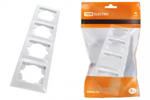 ЭЛМАКС - Рамка 4-х постовая горизонтальная белая "Лама" TDM элмакс, электротехника, кабель, светотехника, elmax.pro