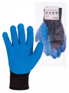 Перчатки х/б плотной вязки с латексным покрытием, "Рельеф", черные, 11, 10 кл., 140 г, 1 пара, TDM