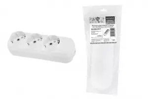 ЭЛМАКС - Колодка розеточная 3 гнезда 2П+3 16А 250В белая серии "Народная" элмакс, электротехника, кабель, светотехника, elmax.pro