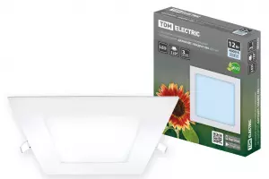 ЭЛМАКС - Светильник ультратонкий встраиваемый светодиодный "Даунлайт" квадрат СВО (белый) 12 Вт 4000К TDM элмакс, электротехника, кабель, светотехника, elmax.pro