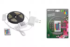 ЭЛМАКС - Комплект светодиодной ленты SMD5050-30 LED/м-12 В-7,2 Вт/м-IP20-RGB (3 м), 18 Вт, IR-контроллер TDM элмакс, электротехника, кабель, светотехника, elmax.pro