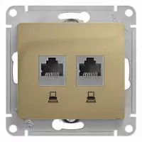 ЭЛМАКС - GLOSSA РОЗЕТКА двойная компьютерная RJ45+RJ45, кат.5E, механизм, ТИТАН элмакс, электротехника, кабель, светотехника, elmax.pro
