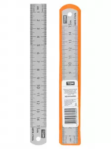 ЭЛМАКС - Линейка измерительная металлическая 15 см, нержавеющая сталь, двухсторонняя шкала, "Рубин" TDM элмакс, электротехника, кабель, светотехника, elmax.pro