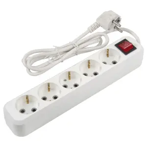 Удлинитель бытовой General GES-16-3x100-5-3m-S, 16А, 3х1 мм2, 5 мест, 3 метра, с заземлением, с выкл