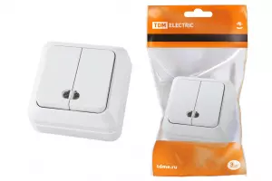 ЭЛМАКС - Выключатель 2-кл. открытой установки с подсветкой IP20 10А, белый "Ладога" TDM элмакс, электротехника, кабель, светотехника, elmax.pro