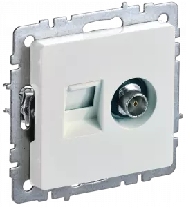 ЭЛМАКС - BRITE Роз. двойная TV+RJ45 кат.5E РТВ/РК12-БрЖ жемч. IEK элмакс, электротехника, кабель, светотехника, elmax.pro