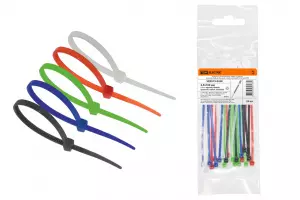 ЭЛМАКС - Хомуты 2,5х100 цветные набор 5 цветов (черный, белый, красный, синий, зеленый) (25 штук) TDM элмакс, электротехника, кабель, светотехника, elmax.pro