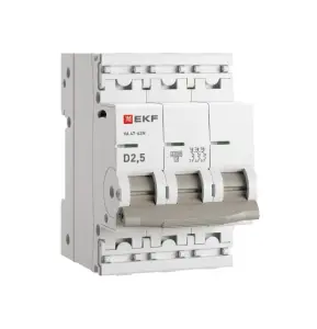 ЭЛМАКС - Автоматический выключатель ВА 47-63N 3P 2,5А (D) 4,5 кА PROXIMA EKF элмакс, электротехника, кабель, светотехника, elmax.pro