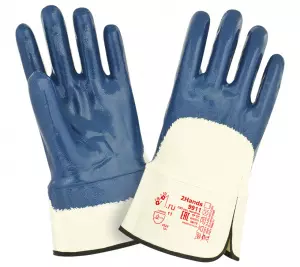 Перчатки х/б (Jersey) с частичным тяжелым нитриловым покрытием и жесткой крагой (КЧ), р-р 9, 10, 11