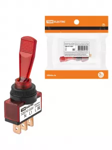 ЭЛМАКС - Выключатель-тумблер ASW-13D 1P 12В AC/DC 20А (3c) ON-OFF с фиксацией с красной LED подсветкой TDM элмакс, электротехника, кабель, светотехника, elmax.pro