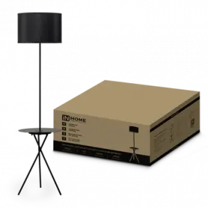 ЭЛМАКС - Светильник напольный под лампу на основании ТНО 04П-ВB 60Вт Е27 230В с полкой ЧЕРНЫЙ IN HOME элмакс, электротехника, кабель, светотехника, elmax.pro