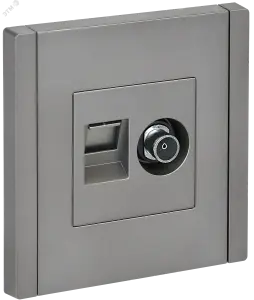 ЭЛМАКС - FORTE&PIANO Розетка двойная TV+RJ45 кат.6 FP537 сталь IEK элмакс, электротехника, кабель, светотехника, elmax.pro
