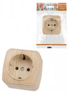 ЭЛМАКС - Розетка 2П+З открытой установки IP20 16А, сосна "Дача" Народная элмакс, электротехника, кабель, светотехника, elmax.pro