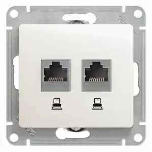 ЭЛМАКС - GLOSSA РОЗЕТКА двойная компьютерная RJ45+RJ45, кат.5E, механизм,ПЕРЛАМУТР элмакс, электротехника, кабель, светотехника, elmax.pro