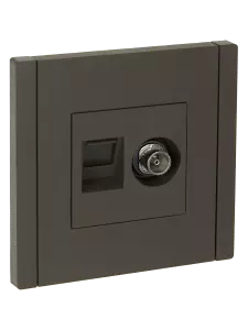 ЭЛМАКС - FORTE&PIANO Розетка двойная TV+RJ45 кат.6 FP337 серый IEK элмакс, электротехника, кабель, светотехника, elmax.pro