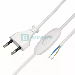 ЭЛМАКС - Шнур сетевой 1. 8М с выключателем без розетки 2. 5A-220V белый REXANT элмакс, электротехника, кабель, светотехника, elmax.pro