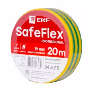 ЭЛМАКС - Изолента ПВХ желто-зеленая 19мм 20м серии SafeFlex элмакс, электротехника, кабель, светотехника, elmax.pro