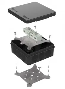 Коробка огнестойкая для о/п двухкомпонентная 60-0303-9005-FR6.0-4-4-Р Е15-Е60 100х100х40 Промрукав Коробка огнестойкая для о/п двухкомпонентная 60-0303-9005-FR6.0-4-4-Р Е15-Е60 100х100х40 Промрукав