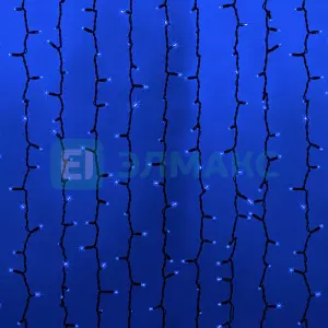 Гирлянда "Светодиодный Дождь" 2х6м, эффект водопада, черный провод, 230 В, диоды СИНИЕ, 1500 LED